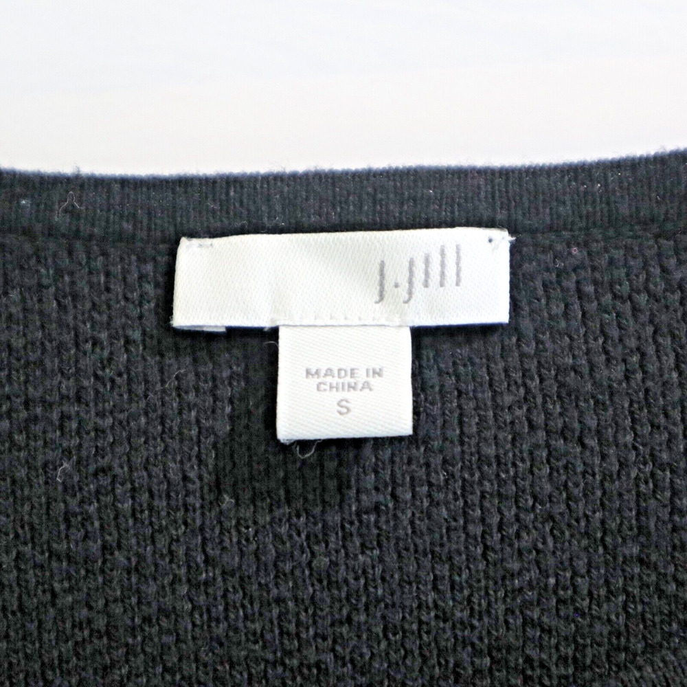 J Jill Size S Tie Front Cotton Blend Sweater Textured Fine Knit Black - Picture 8 of 9